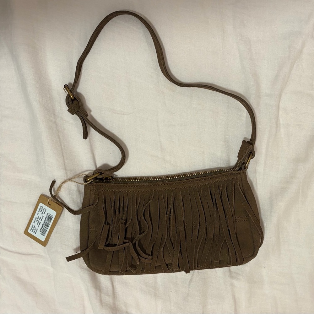 Brandy Melville Brown Suede Fringe Shoulder Bag